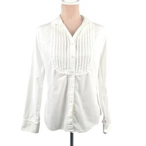 J. Crew Women's 100% Cotton Tuexedo Button Up Shirt White Size 6